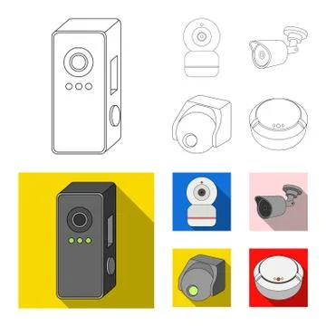 Vector design of cctv and camera icon. Set of cctv and system stock vector Stock Illustration
