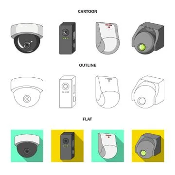 Vector design of cctv and camera symbol. Set of cctv and system vector icon for Stock Illustration
