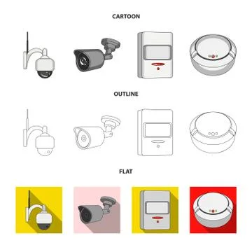 Vector design of cctv and camera symbol. Set of cctv and system stock vector Stock Illustration