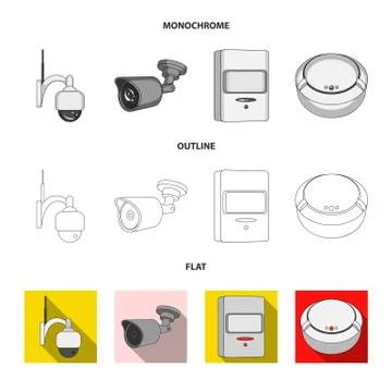 Vector design of cctv and camera sign. Collection of cctv and system vector icon Stock Illustration