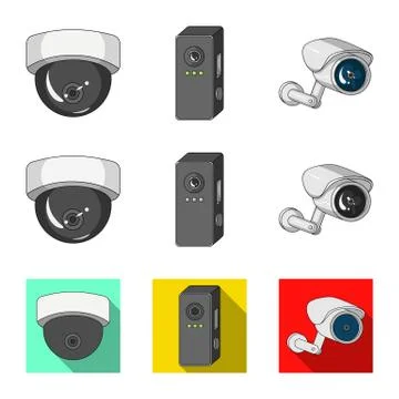 Vector design of cctv and camera icon. Collection of cctv and system vector icon Stock Illustration