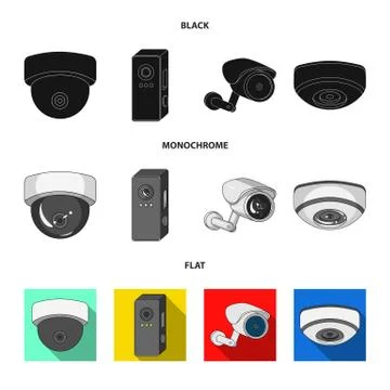 Vector design of cctv and camera sign. Collection of cctv and system vector icon Stock Illustration