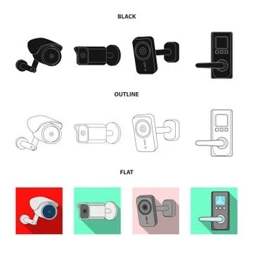 Vector design of cctv and camera logo. Collection of cctv and system vector icon Stock Illustration