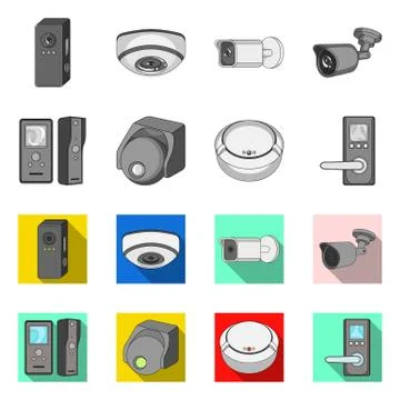 Vector design of cctv and camera icon. Collection of cctv and system stock Stock Illustration