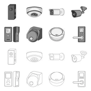 Vector design of cctv and camera symbol. Set of cctv and system vector icon for Stock Illustration