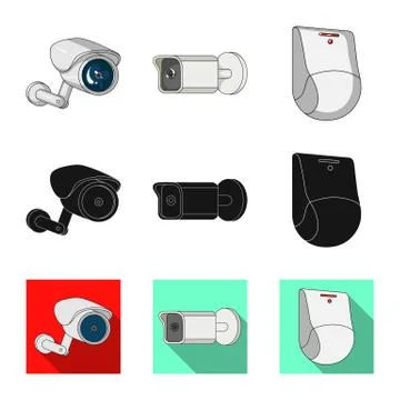 Vector design of cctv and camera symbol. Collection of cctv and system vector Stock Illustration