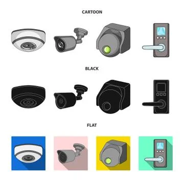 Vector design of cctv and camera sign. Collection of cctv and system stock Stock Illustration