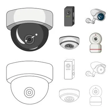 Vector design of cctv and camera symbol. Collection of cctv and system stock Stock Illustration