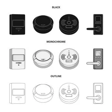 Vector design of cctv and camera sign. Set of cctv and system stock symbol for Illustrazione stock