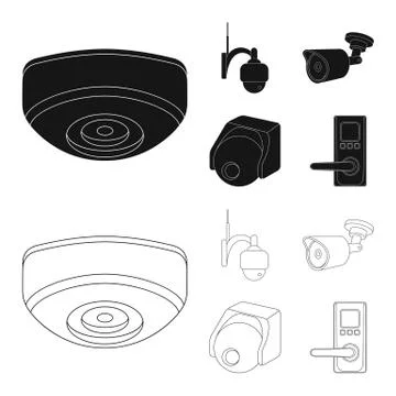 Vector design of cctv and camera logo. Set of cctv and system stock vector Stock Illustration