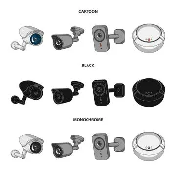 Vector design of cctv and camera sign. Set of cctv and system vector icon for Stock Illustration
