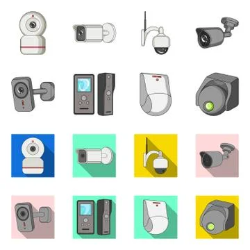 Vector design of cctv and camera sign. Set of cctv and system vector icon for Stock Illustration