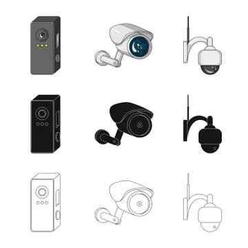Vector design of cctv and camera sign. Set of cctv and system stock vector Stock Illustration