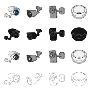 Vector design of cctv and camera sign. Collection of cctv and system stock Stock Illustration