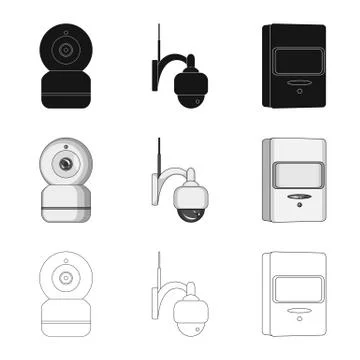 Vector design of cctv and camera sign. Collection of cctv and system stock Stock Illustration
