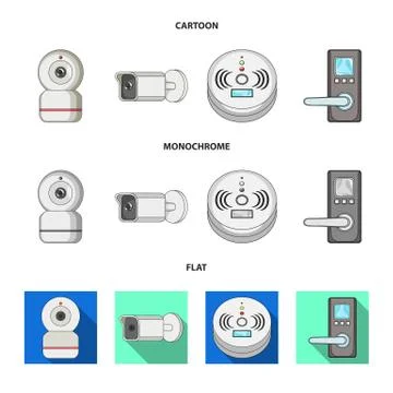 Vector design of cctv and camera icon. Collection of cctv and system vector icon Stock Illustration