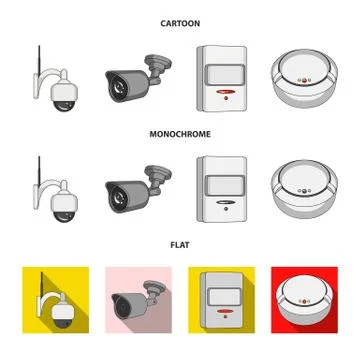 Vector design of cctv and camera sign. Collection of cctv and system stock Stock Illustration