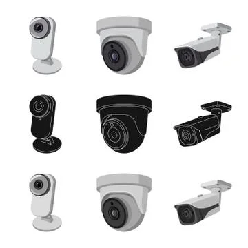 Vector design of cctv and camera logo. Collection of cctv and system vector icon 스톡 일러스트