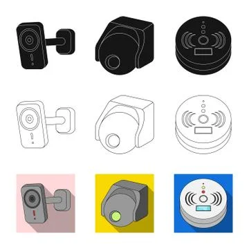 Vector design of cctv and camera logo. Set of cctv and system stock vector Stock Illustration