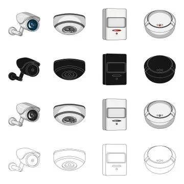 Vector design of cctv and camera icon. Set of cctv and system stock symbol for Stock Illustration