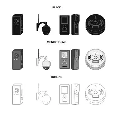 Vector design of cctv and camera icon. Collection of cctv and system vector icon 스톡 일러스트