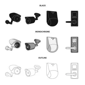 Vector design of cctv and camera symbol. Collection of cctv and system vector Stock Illustration