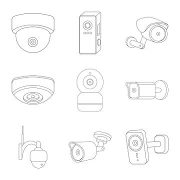 Vector design of cctv and camera sign. Set of cctv and system stock vector Stock Illustration