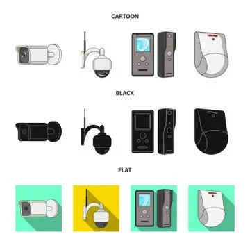 Vector design of cctv and camera icon. Collection of cctv and system stock Stock Illustration