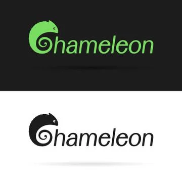 Vector design chameleon is text on a white background and black background . Illustrazione stock