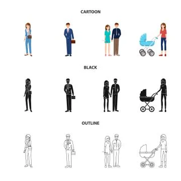 Vector design of character and avatar sign. Set of character and portrait stock Stock Illustration