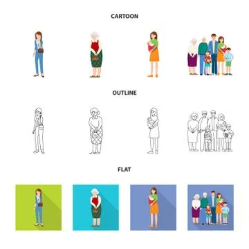 Vector design of character and avatar sign. Set of character and portrait stock Stock Illustration