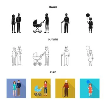 Vector design of character and avatar icon. Collection of character and portrait Illustrazione stock