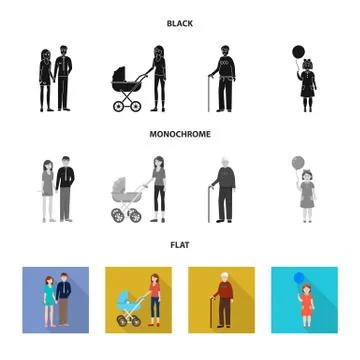 Vector design of character and avatar sign. Collection of character and portrait Illustrazione stock