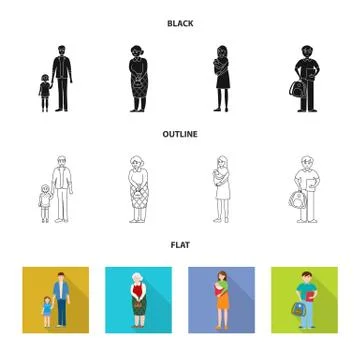 Vector design of character and avatar sign. Set of character and portrait vector Stock Illustration