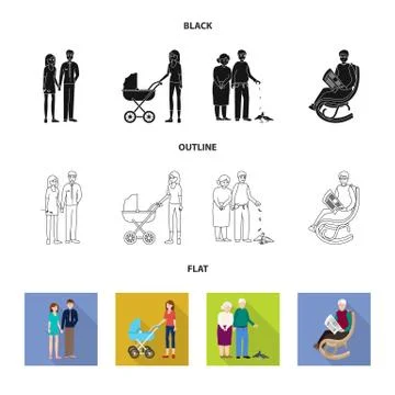 Vector design of character and avatar sign. Collection of character and portrait Stock Illustration
