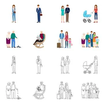 Vector design of character and avatar sign. Collection of character and portrait Stock Illustration