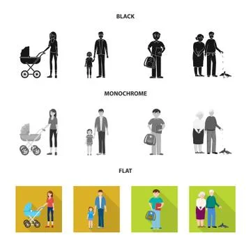Vector design of character and avatar icon. Set of character and portrait stock Illustrazione stock