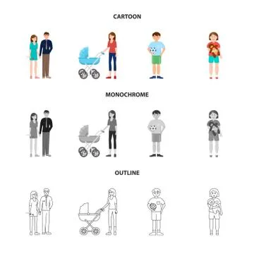 Vector design of character and avatar sign. Set of character and portrait stock Stock Illustration