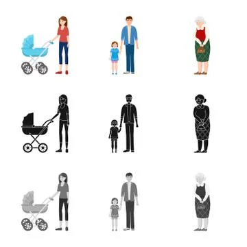 Vector design of character and avatar icon. Collection of character and portrait Illustrazione stock