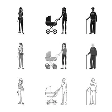 Vector design of character and avatar symbol. Set of character and portrait Illustrazione stock