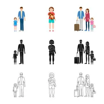 Vector design of character and avatar logo. Collection of character and portrait Illustrazione stock