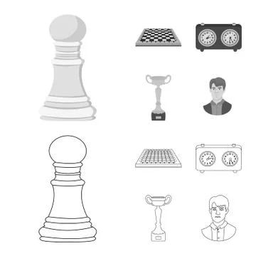 Vector design of checkmate and thin sign. Collection of checkmate and target Illustrazione stock