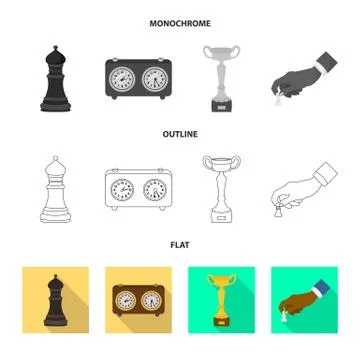 Vector design of checkmate and thin logo. Collection of checkmate and target Stock Illustration