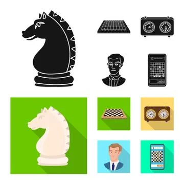 Vector design of checkmate and thin symbol. Set of checkmate and target stock Illustrazione stock