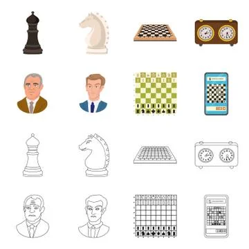 Vector design of checkmate and thin sign. Set of checkmate and target stock Illustrazione stock