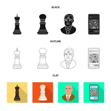 Vector design of checkmate and thin logo. Collection of checkmate and target Stock Illustration