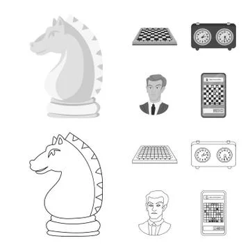 Vector design of checkmate and thin sign. Set of checkmate and target stock Illustrazione stock