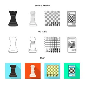 Vector design of checkmate and thin icon. Set of checkmate and target stock Stock Illustration