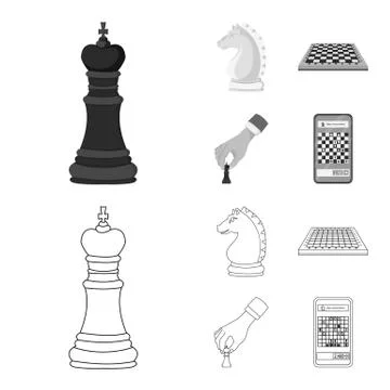 Vector design of checkmate and thin sign. Collection of checkmate and target Stock Illustration