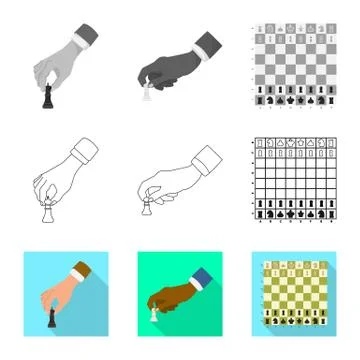Vector design of checkmate and thin logo. Collection of checkmate and target Stock Illustration